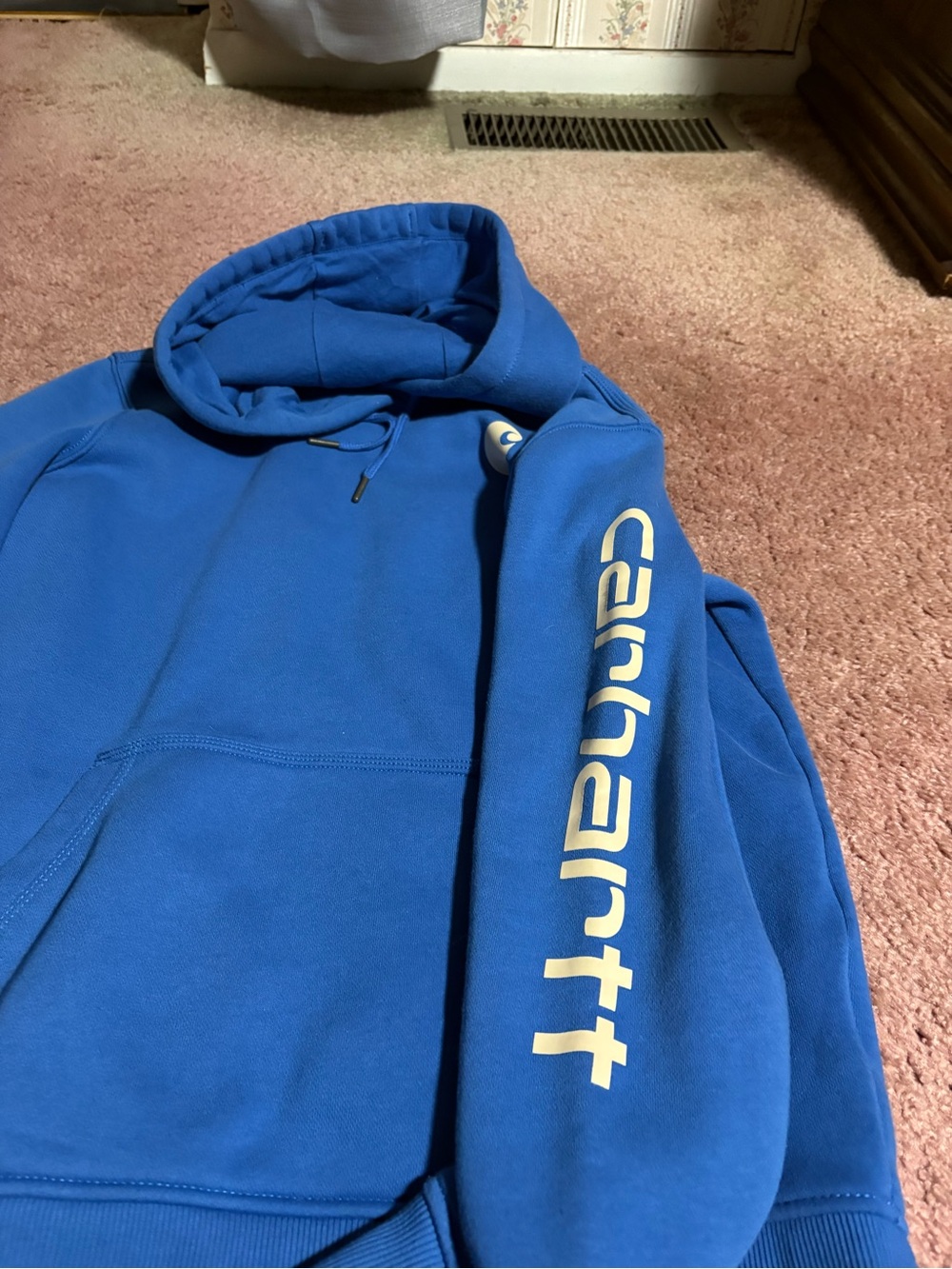 Carhartt Kids Blue Hoodie with Sleeve Logo